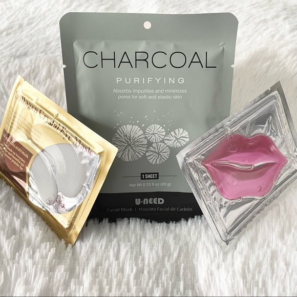 Other - NWT Charcoal purifying minimizes pores soft skin sheet mask, eye mask & lip mask